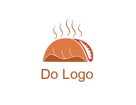 steam rising from taco for Mexican food logo