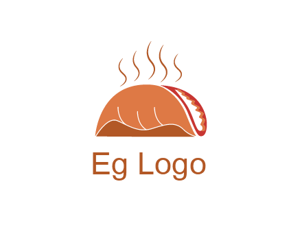 steam rising from taco for Mexican food logo