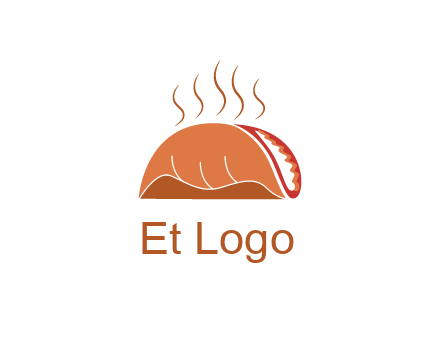 steam rising from taco for Mexican food logo
