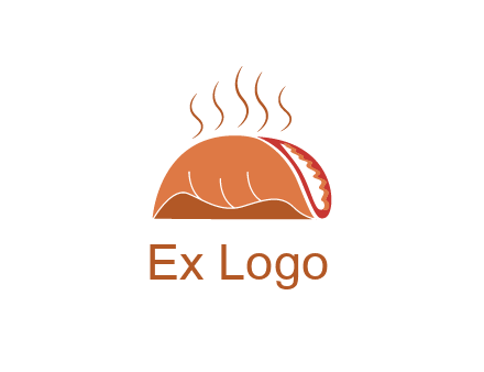 steam rising from taco for Mexican food logo