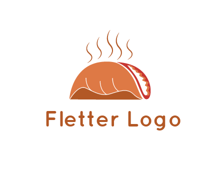 steam rising from taco for Mexican food logo