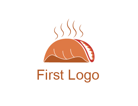 steam rising from taco for Mexican food logo