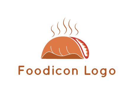 steam rising from taco for Mexican food logo