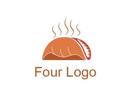 steam rising from taco for Mexican food logo