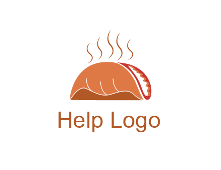 steam rising from taco for Mexican food logo