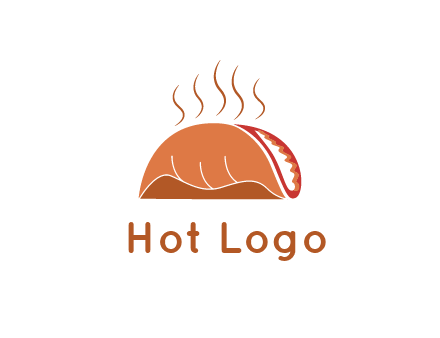 steam rising from taco for Mexican food logo