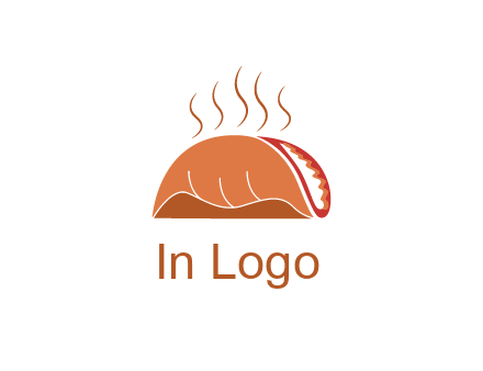 steam rising from taco for Mexican food logo