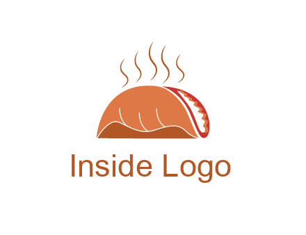 steam rising from taco for Mexican food logo