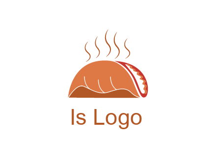 steam rising from taco for Mexican food logo