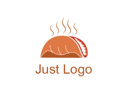 steam rising from taco for Mexican food logo