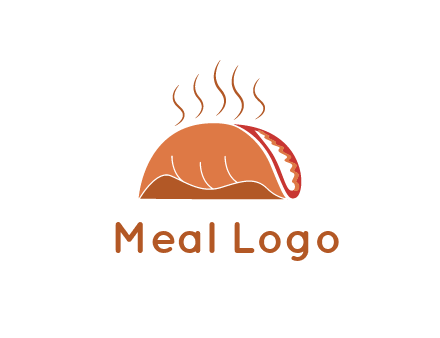 steam rising from taco for Mexican food logo