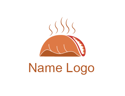 steam rising from taco for Mexican food logo