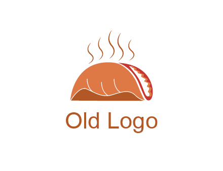 steam rising from taco for Mexican food logo