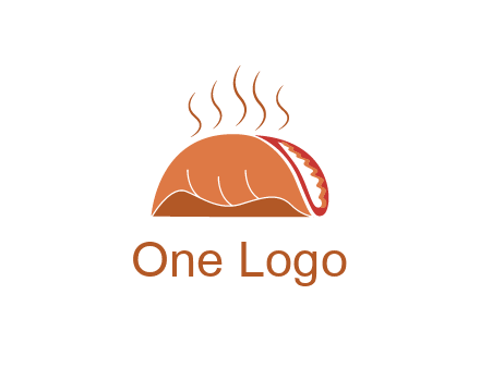 steam rising from taco for Mexican food logo