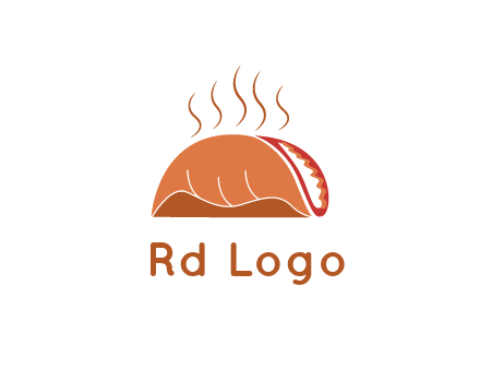 steam rising from taco for Mexican food logo