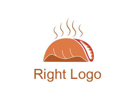 steam rising from taco for Mexican food logo