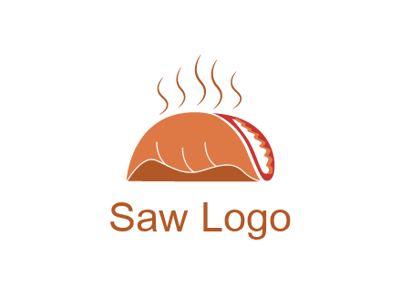 steam rising from taco for Mexican food logo