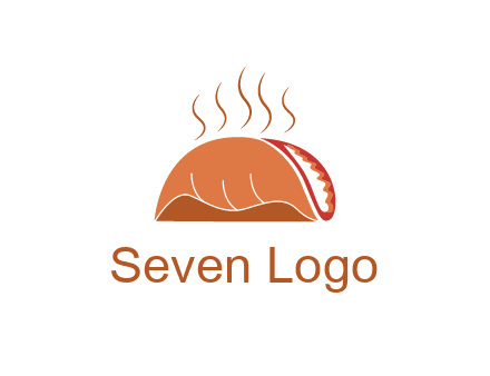 steam rising from taco for Mexican food logo