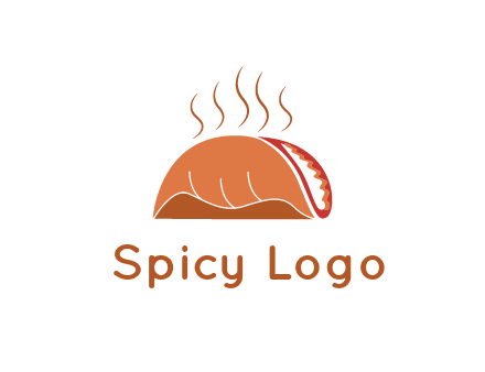steam rising from taco for Mexican food logo