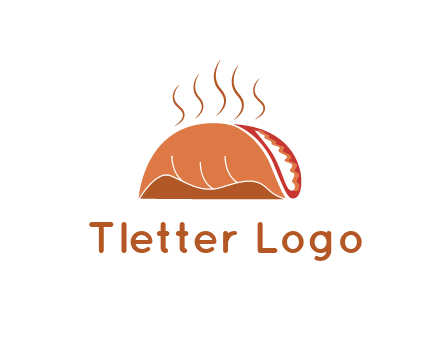 steam rising from taco for Mexican food logo