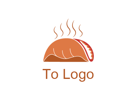 steam rising from taco for Mexican food logo
