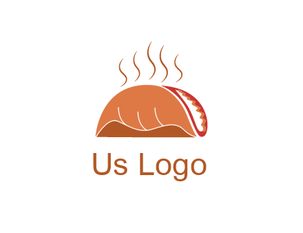 steam rising from taco for Mexican food logo