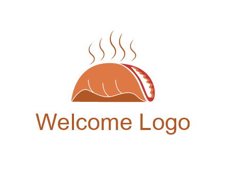 steam rising from taco for Mexican food logo