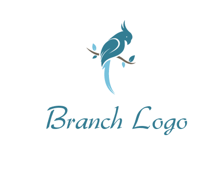 fancy parrot sitting on branch pet logo icon
