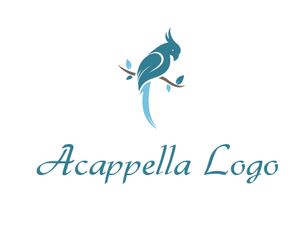 fancy parrot sitting on branch pet logo icon