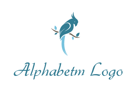 fancy parrot sitting on branch pet logo icon