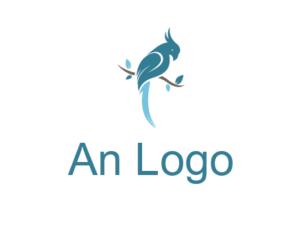 fancy parrot sitting on branch pet logo icon
