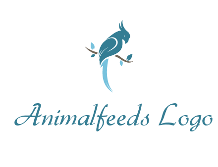 fancy parrot sitting on branch pet logo icon