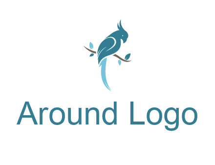fancy parrot sitting on branch pet logo icon