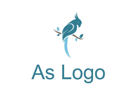 fancy parrot sitting on branch pet logo icon