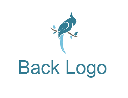 fancy parrot sitting on branch pet logo icon