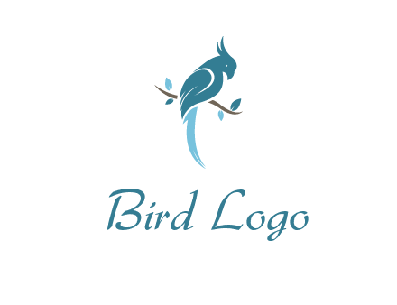 fancy parrot sitting on branch pet logo icon