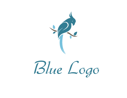 fancy parrot sitting on branch pet logo icon