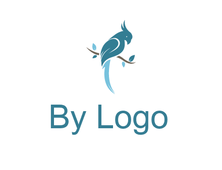 fancy parrot sitting on branch pet logo icon
