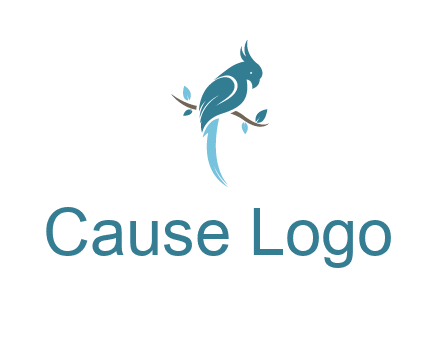 fancy parrot sitting on branch pet logo icon