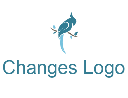 fancy parrot sitting on branch pet logo icon