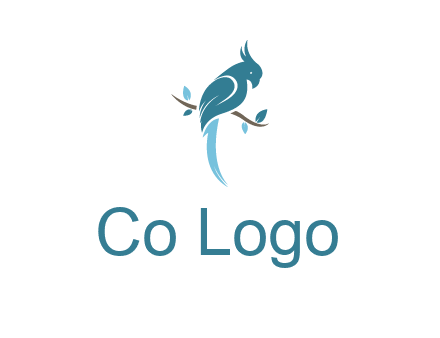 fancy parrot sitting on branch pet logo icon