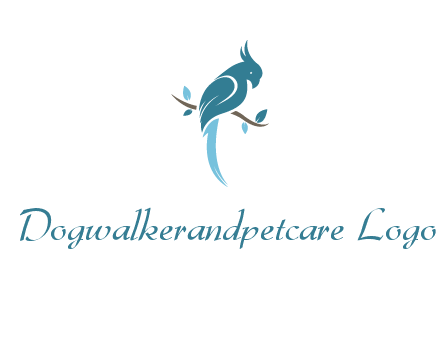 fancy parrot sitting on branch pet logo icon