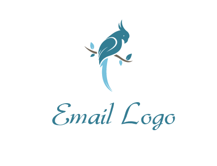 fancy parrot sitting on branch pet logo icon