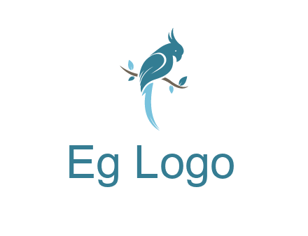 fancy parrot sitting on branch pet logo icon