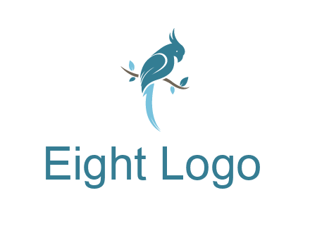 fancy parrot sitting on branch pet logo icon