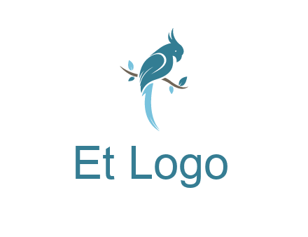 fancy parrot sitting on branch pet logo icon