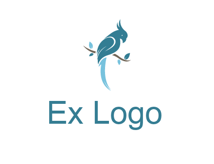 fancy parrot sitting on branch pet logo icon