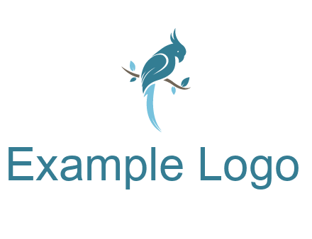 fancy parrot sitting on branch pet logo icon