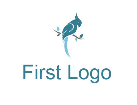 fancy parrot sitting on branch pet logo icon
