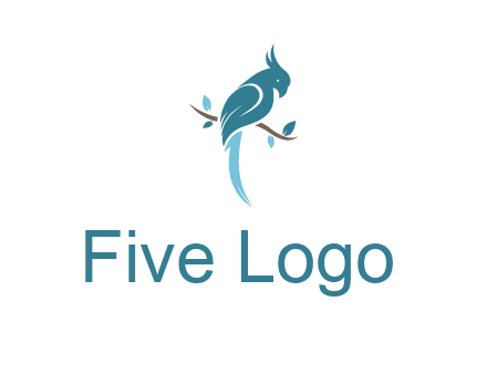 fancy parrot sitting on branch pet logo icon